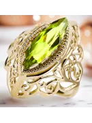 Vintage Handwerk Ring Gelber Peridot 14 Karat Gelbgold vrc017y